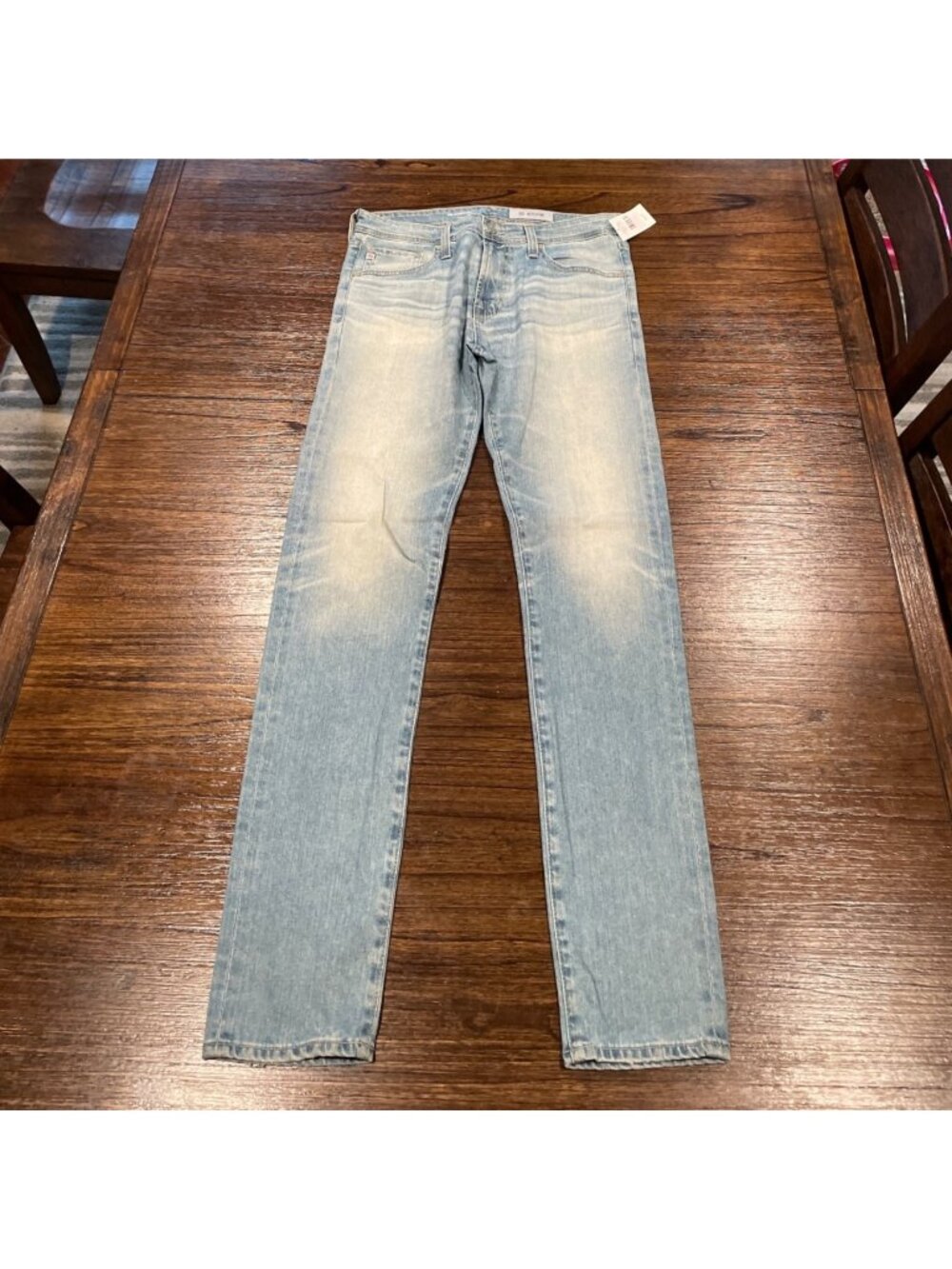 AG Stockton Skinny Jean Mens 32x34 Distressed Faded Light Blue Wash AG-ED Denim